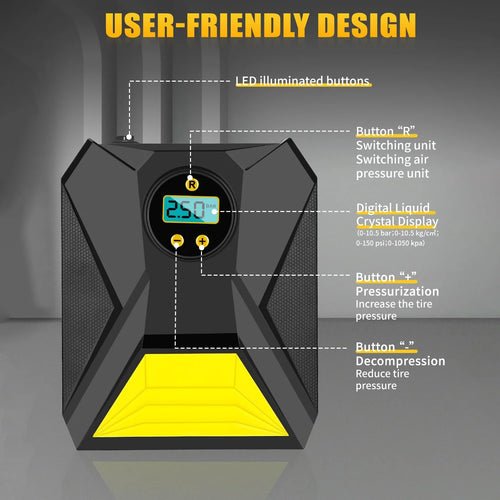 Mini Digital Portable Car Tyre Air Compressor - (1 Pc)